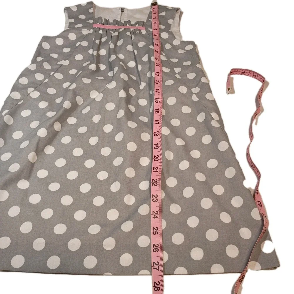 Kelly's Kids Polka Dot A-line Dress Girls 7/8 Grey Lined Pockets Sleeveless‎